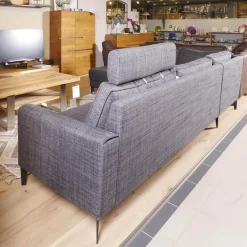 Ecksofa Bern Stoff Sunnyboy CH3031 Grau 096 Füße Metall Diamond Schwarz Matt