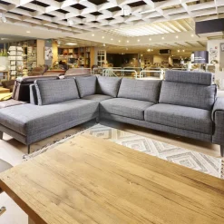 Ecksofa Bern Stoff Sunnyboy CH3031 Grau 096 Füße Metall Diamond Schwarz Matt