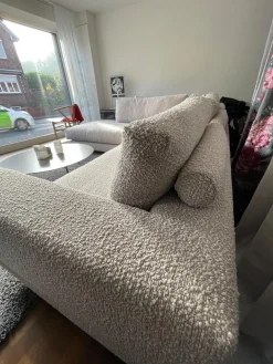 Ecksofa Boxspring Stoff 30 Universe 019 Greige Grau mit 4 Rückenkissen