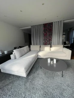 Ecksofa Boxspring Stoff 30 Universe 019 Greige Grau mit 4 Rückenkissen