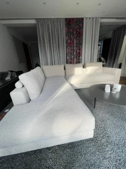 Ecksofa Boxspring Stoff 30 Universe 019 Greige Grau mit 4 Rückenkissen