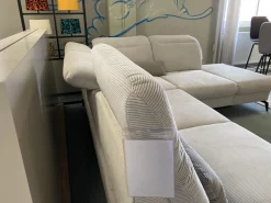 Ecksofa Breda Cord Stoff Rebbit Silver Silber Füße Schwarz Matt Inklusive Verstellungen Und Nierenkissen