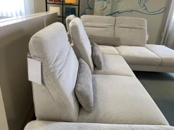 Ecksofa Breda Cord Stoff Rebbit Silver Silber Füße Schwarz Matt Inklusive Verstellungen Und Nierenkissen