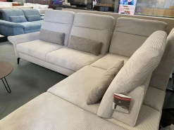 Ecksofa Breda Cord Stoff Rebbit Silver Silber Füße Schwarz Matt Inklusive Verstellungen Und Nierenkissen