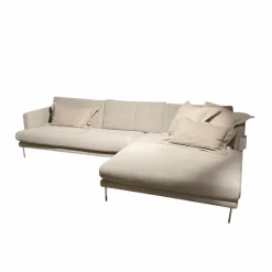 Ecksofa Britt Stoff 2 Sneak Natur Beige Füße Metall Inklusive Kissen