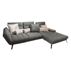 Ecksofa Brixton Stoff Jazz Khaki 757 Grau Fuß Schwarzmatt mit Fußstütze