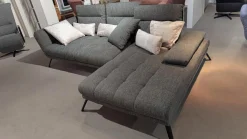 Ecksofa Brixton Stoff Jazz Khaki 757 Grau Fuß Schwarzmatt mit Fußstütze