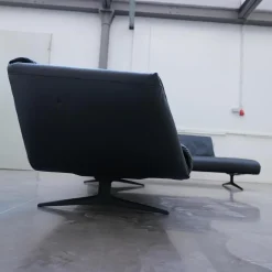 Ecksofa Bundle 630 Bezug Leder Ascot Black Metallgestell Schwarz