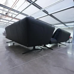 Ecksofa Bundle 630 Bezug Leder Ascot Black Metallgestell Schwarz