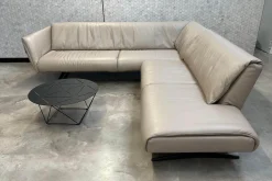 Ecksofa Bundle 630 Leder Rodeo Soft 1417 Pebble Grau Beige Gestell Schwarz Matt Pulverbeschichtet