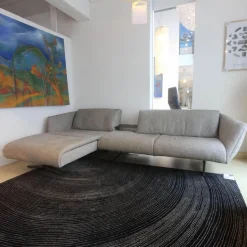 Ecksofa Bundle Bezug Stoff Sonora 7867 Bark Grau Füße Matt Bronze Mit Filzgleitern