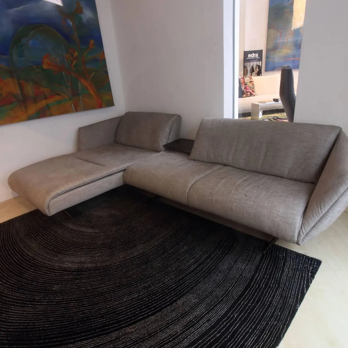 Ecksofa Bundle Bezug Stoff Sonora 7867 Bark Grau Füße Matt Bronze Mit Filzgleitern