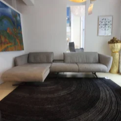 Ecksofa Bundle Bezug Stoff Sonora 7867 Bark Grau Füße Matt Bronze Mit Filzgleitern