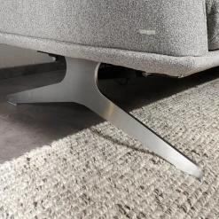 Ecksofa Calmo Stoff Clever Clean 13-Educa 93 Grau Fuß Kufe Nr 1 Nickel Satiniert