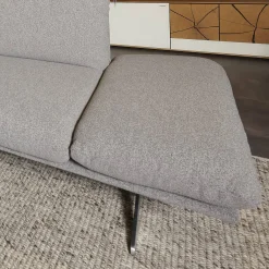 Ecksofa Calmo Stoff Clever Clean 13-Educa 93 Grau Fuß Kufe Nr 1 Nickel Satiniert