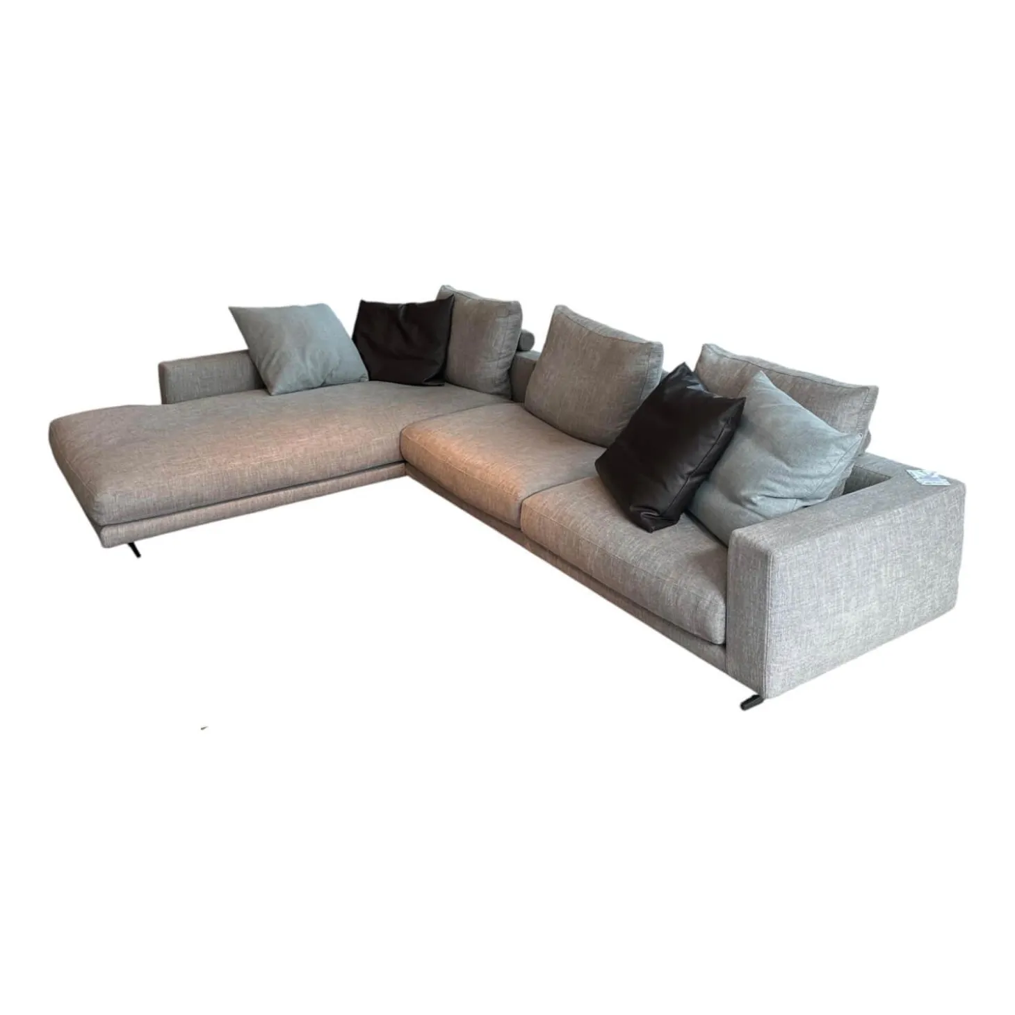 Ecksofa Campiello Stoff Extra Elvira N1724 Grau Füße Metall Brüniert Inklusive 8 Kissen