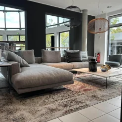 Ecksofa Campiello Stoff Extra Elvira N1724 Grau Füße Metall Brüniert Inklusive 8 Kissen