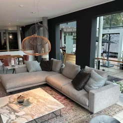 Ecksofa Campiello Stoff Extra Elvira N1724 Grau Füße Metall Brüniert Inklusive 8 Kissen