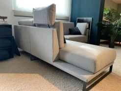 Ecksofa Cara 2020 Stoff 14.162 Steingrau Ablage Eiche Furniert Kufe Stahl Umbragrau