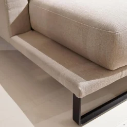 Ecksofa Cara Bezug Stoff 14.162 Steingrau Fuß Kufe Stahl Schwarz Ablage Eiche Furniert Mit Verstellbarem Rücken