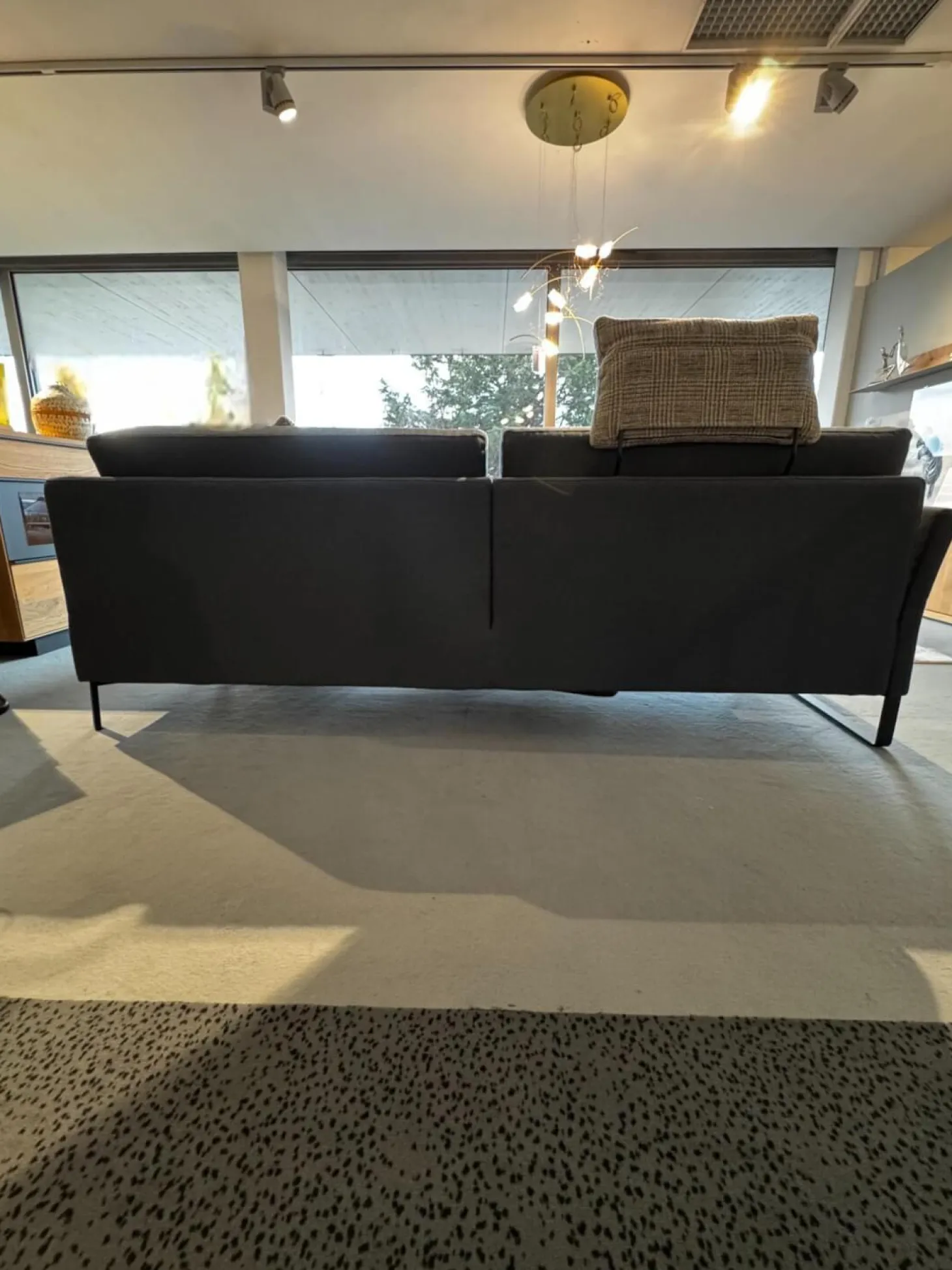 Ecksofa Cara Stoff 14 167 Azurblau Blau Grau Füße Schwarz Inklusive Kopfstützbügel Und Kissen