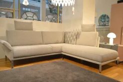 Ecksofa Cara Stoff Weißgrau 26.202 mit Holz-Ablage Schwenkbar