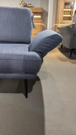 Ecksofa Caruba Stoff Elsass Blau Gestell Aluminium Füße Pulverbeschichtet Aluminium Schwarz Mit Manuellen Verstellungen Inklusive Hocker