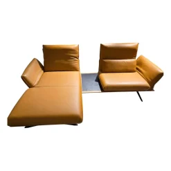 Ecksofa Ceda Leder B Bonito Sole Gelb Metallkufe Schwarz Matt Pulverbeschichtet Inklusive Zwischentisch Und Nierenkissen