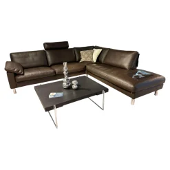 Ecksofa CL 500 Leder 43 Mocca Braun mit Fuß- und Kopfstütze