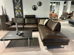 Ecksofa CL 500 Leder 43 Mocca Braun mit Fuß- und Kopfstütze