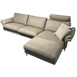 Ecksofa Classics 960 43.200 Kiesel Kufe Hochglanz mit Kopfstütze