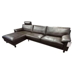 Ecksofa Classics 650 Leder 42.089 Mocca Braun Fuß CL40 Wenge