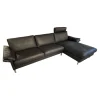 Ecksofa Classics 960 Leder 43.059 Anthrazit Kufe Hochglanz mit Relaxfunktion