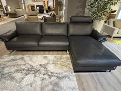 Ecksofa Classics 960 Leder 43.059 Anthrazit Kufe Hochglanz mit Relaxfunktion