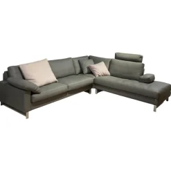 Ecksofa Classics 500 Leder 43 Grau 570 mit Kopfstütze