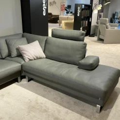Ecksofa Classics 500 Leder 43 Grau 570 mit Kopfstütze