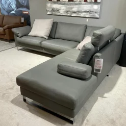 Ecksofa Classics 500 Leder 43 Grau 570 mit Kopfstütze