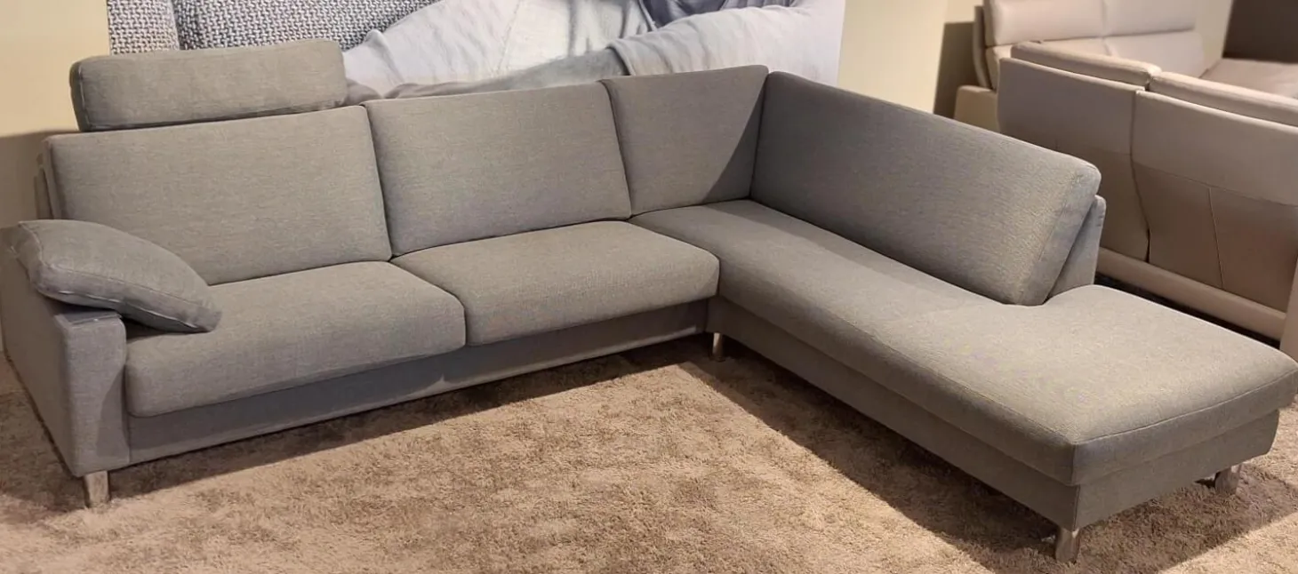 Ecksofa Classics CL500 Stoff 18 2022.80 Grau mit Kopfstütze