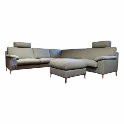 Ecksofa Classics Stoff Sugar Natur Fuß 59 Aluminium mit Hocker