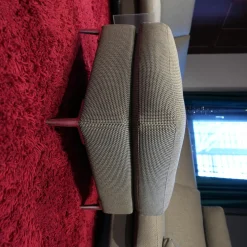 Ecksofa Classics Stoff Sugar Natur Fuß 59 Aluminium mit Hocker