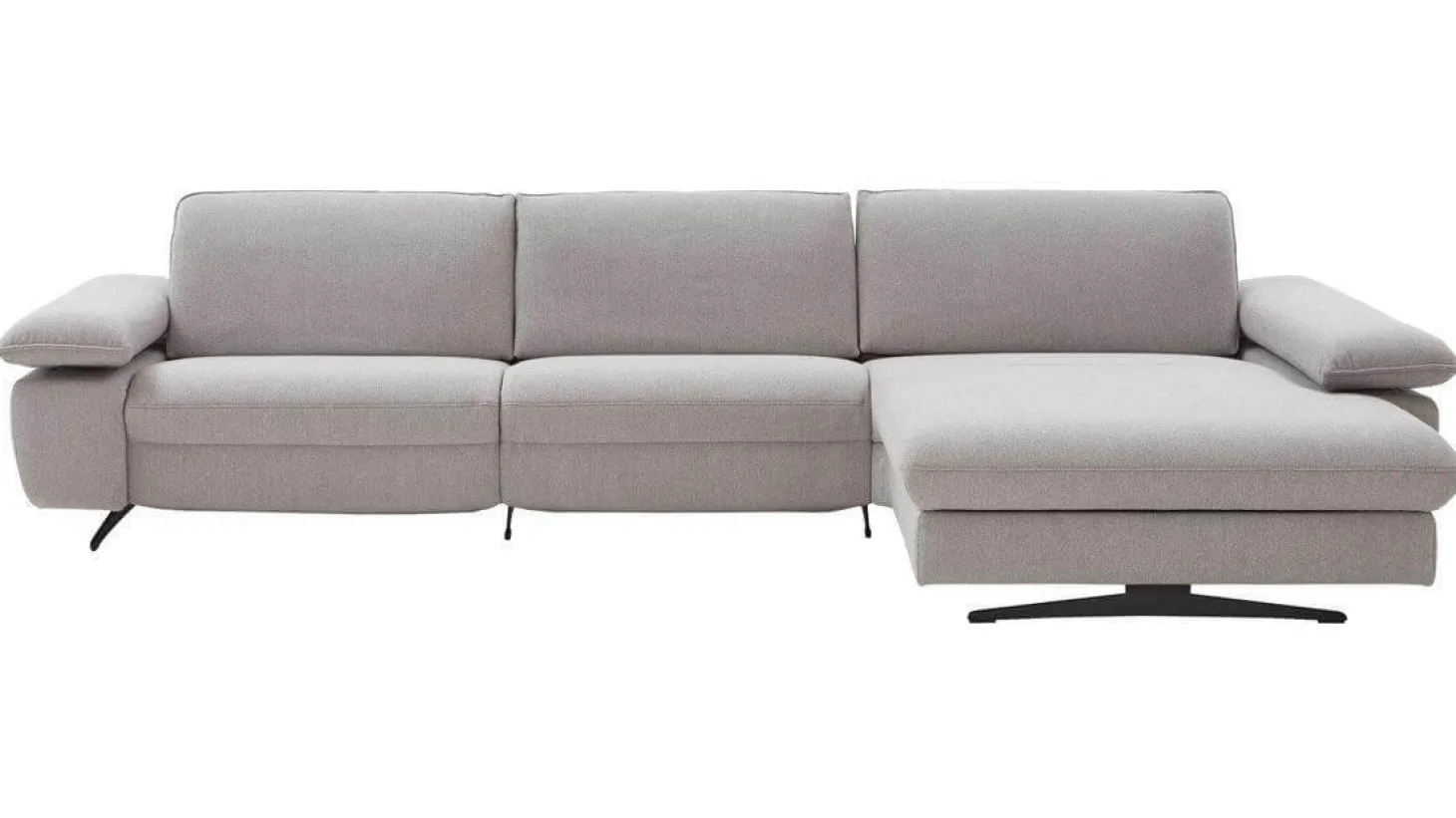 Ecksofa Comfortmaster Spektra 1487 Stoff Loop 02 Jet Hellgrau Metallkufe Anthrazit Motorisch Verstellbar