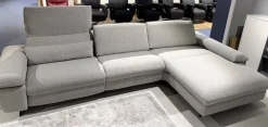 Ecksofa Comfortmaster Spektra 1487 Stoff Loop 02 Jet Hellgrau Metallkufe Anthrazit Motorisch Verstellbar