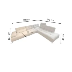 Ecksofa Comodo Stoff Crumble Silky 61 Beige Metallfuß Anthrazit Pulverbeschichtet Inklusive Kissen