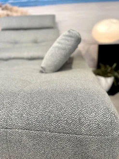 Ecksofa Comodo Stoff Q2 Rustico Azuro Grau Füße Metall Anthrazit Inklusive Lendenkissen