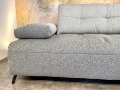 Ecksofa Comodo Stoff Q2 Rustico Azuro Grau Füße Metall Anthrazit Inklusive Lendenkissen