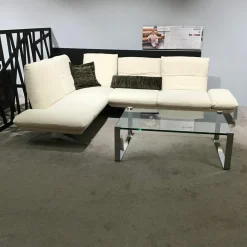 Ecksofa Cono Stoff Empire Beige Kufengestell Nickel Satiniert Inklusive Kissen