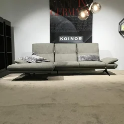 Ecksofa Cono Stoff Kaleido Grau Braun Kufengestell Metall Schwarz Inklusive Kissen