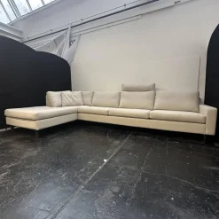 Ecksofa Conseta Bezug Stoff 8081 Muschel Grau Schmalfüße Anthrazit inklusive Kopfstütze