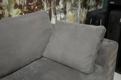 Ecksofa Conseta Leder Puro 681 Graphitgrau mit 2 Armlehnkissen