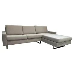 Ecksofa Conseta Stoff 8158 Ecru Grau Weiß Metallkufen Verchromt Mit Filzgleitern